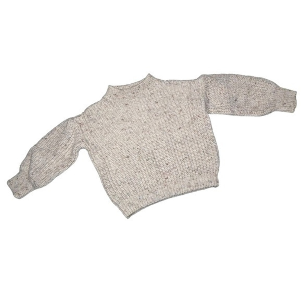 GB girls Knit Sweater Size 6X Oatmeal Mock Neck Long Bishop Sleeve‎